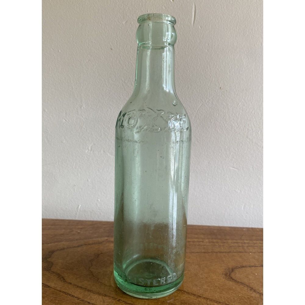 Antique Green Glass Moxie Bottle Registered‎ 8" - Picture 2 of 3